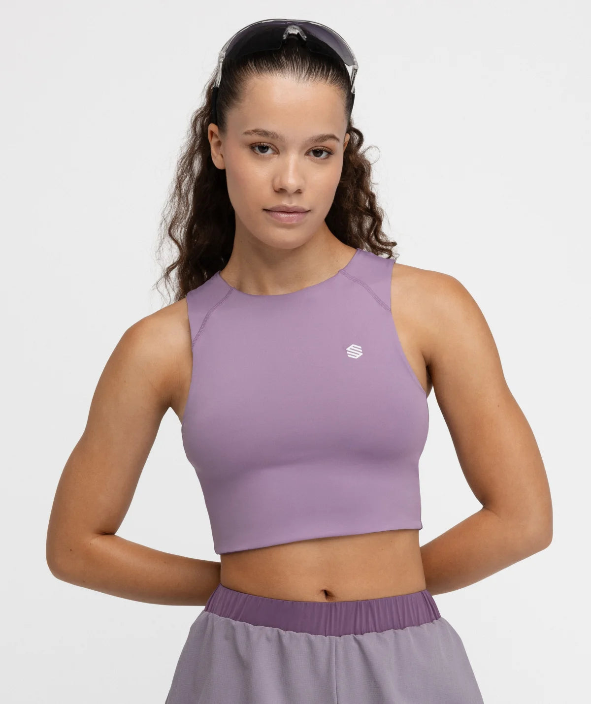 Débardeur crop top trail running femme Phoenix Lilac