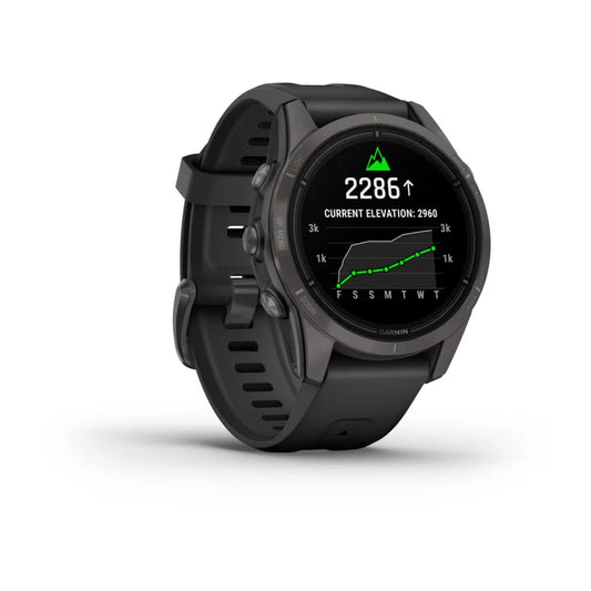Montre Garmin Epix Pro Gen 2 Sapphire Titane 42mm Carbon Gray DLC et bracelet noir