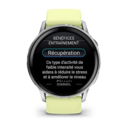 Montre de Sport Garmin Venu® 4 - 45 mm Silver avec bracelet en silicone jaune citron