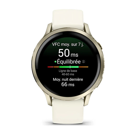 Montre de Sport Garmin Venu® 4 - 41 mm Lunar Gold avec bracelet en silicone ivoire