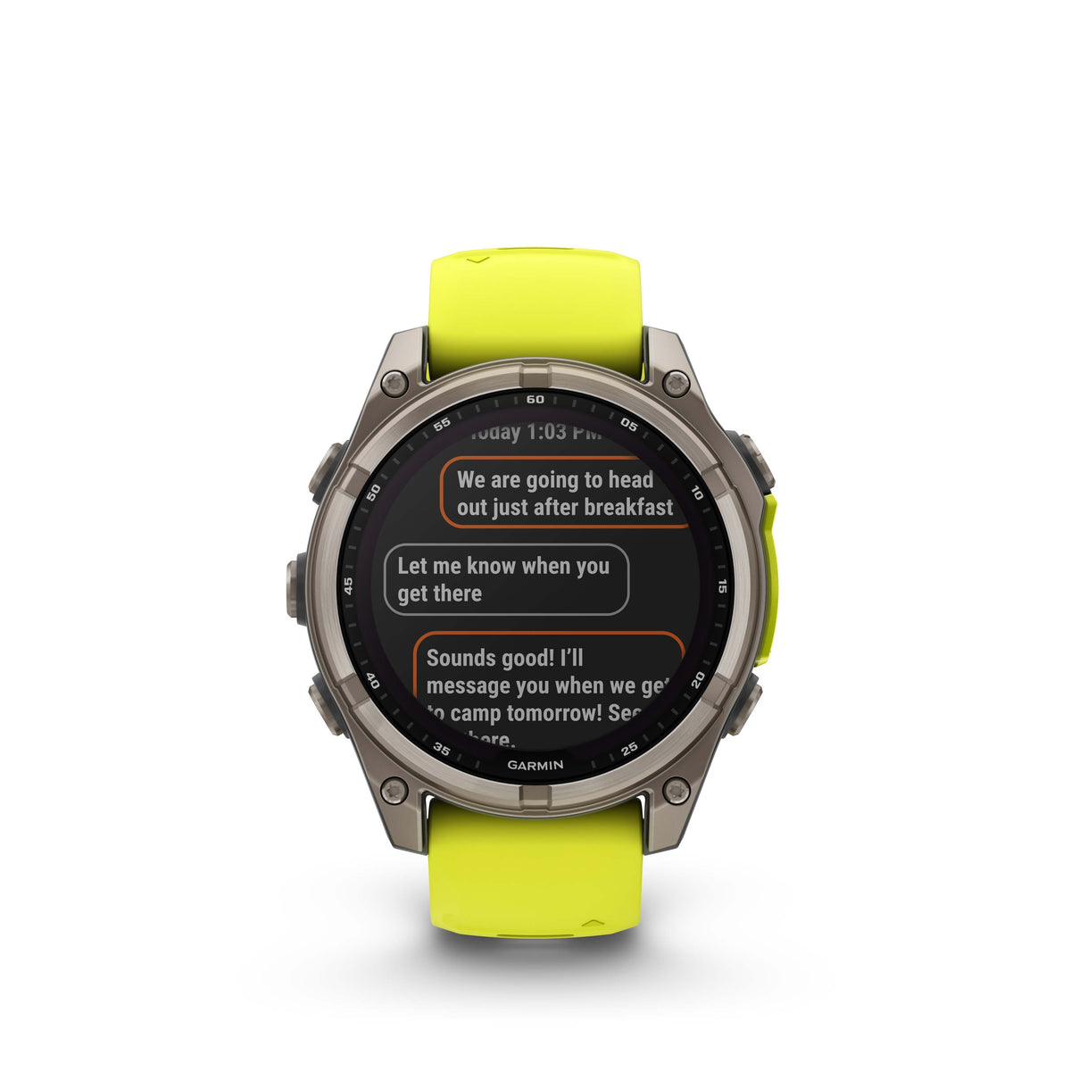 Montre GPS Garmin Fénix 8 Solar - 47 mm Sapphire Titane Carbon Gray DLC avec Bracelet en Silicone Jaune Graphite