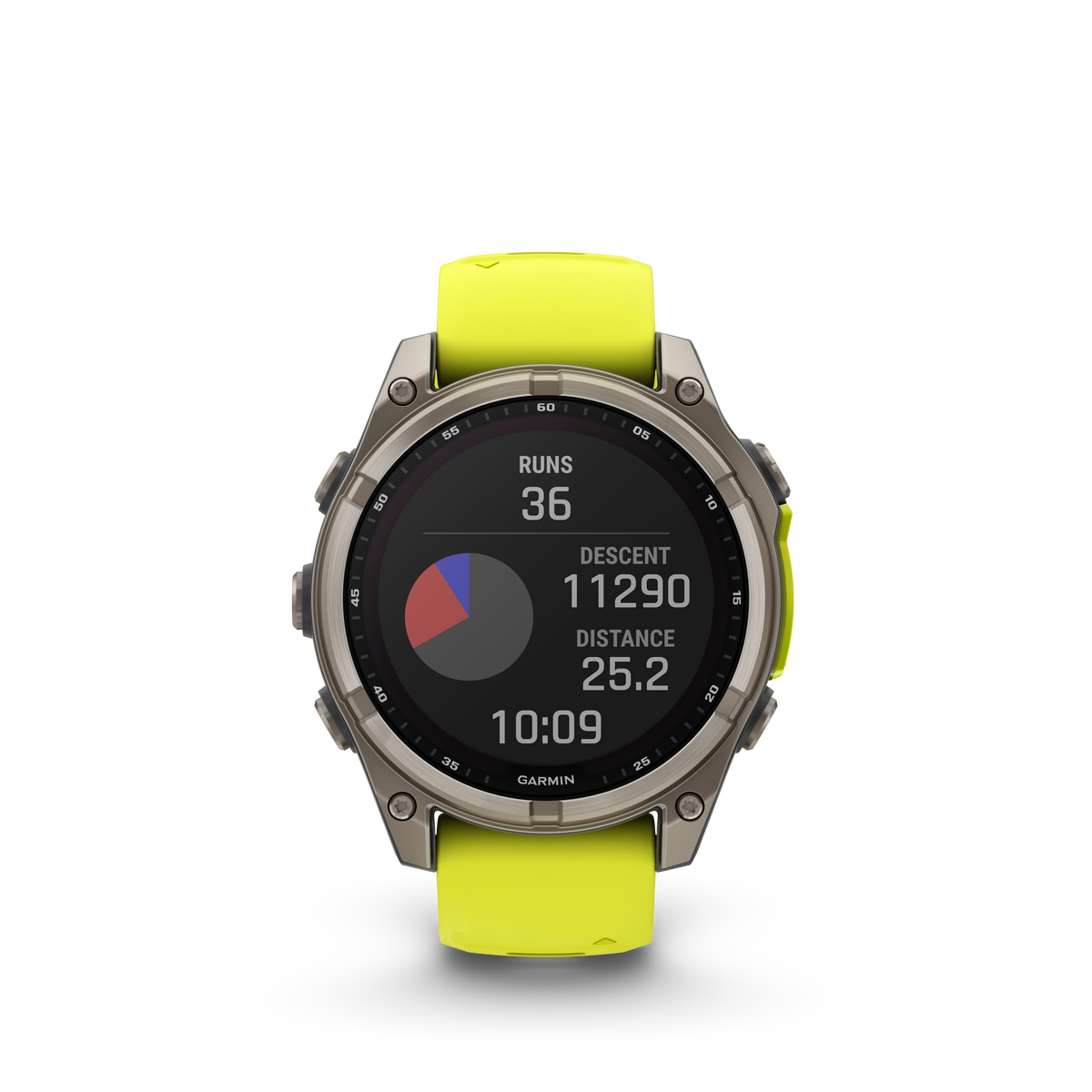 Montre GPS Garmin Fénix 8 Solar - 47 mm Sapphire Titane Carbon Gray DLC avec Bracelet en Silicone Jaune Graphite