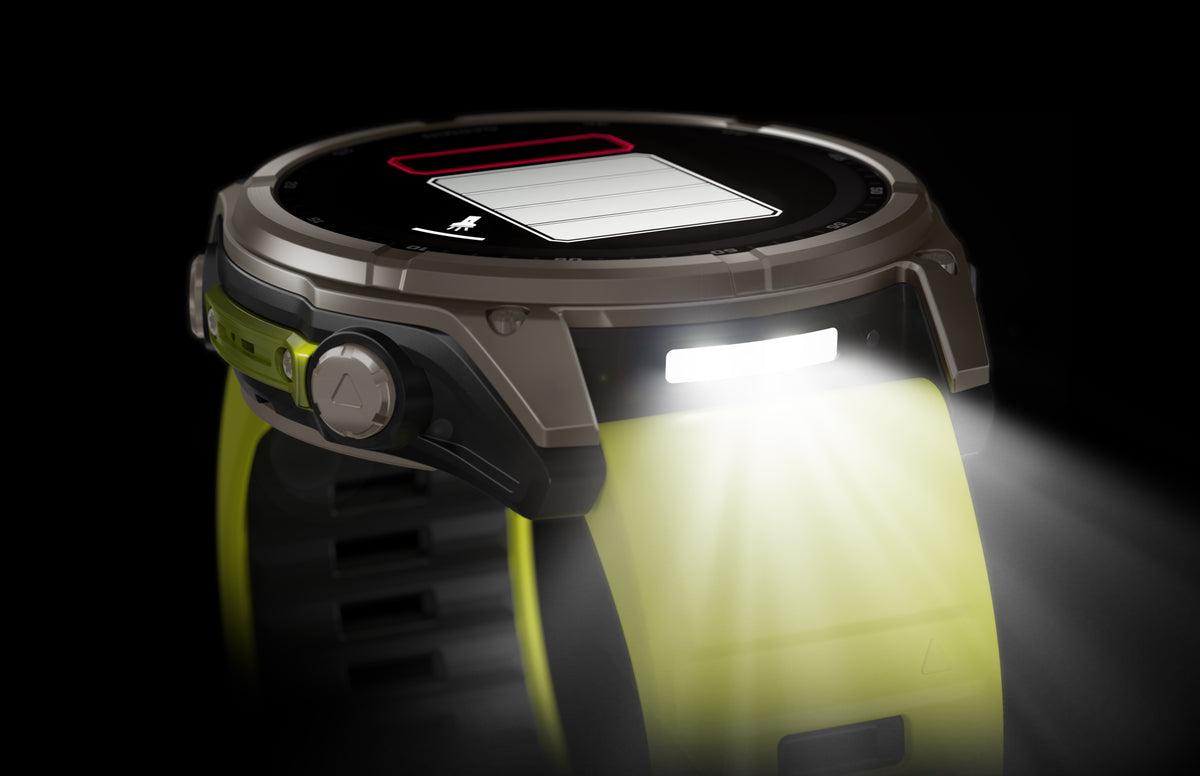 Montre GPS Garmin fēnix® 8 – 51 mm, Solar, Sapphire Sapphire, Titanium avec bracelet en silicone jaune/graphite