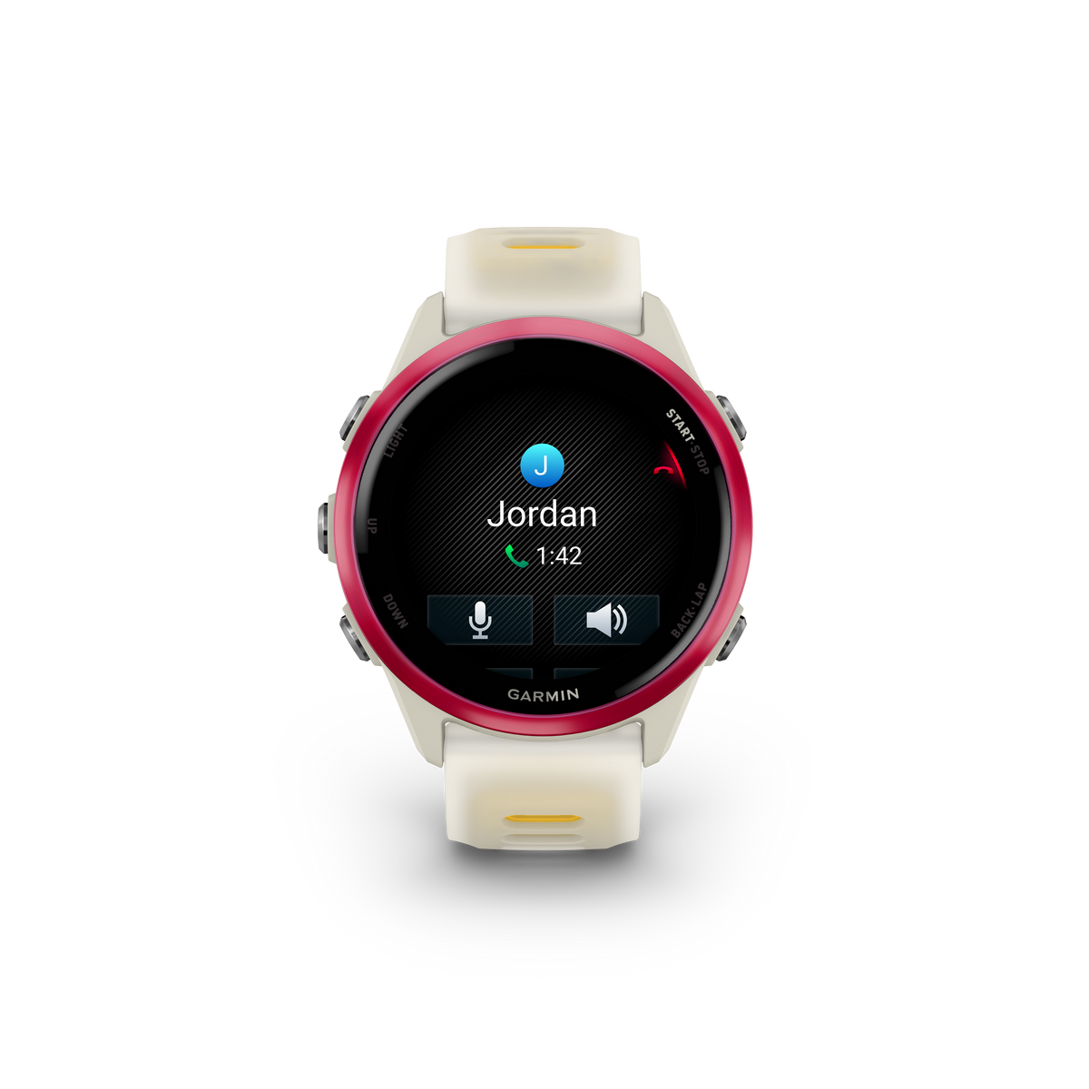 NEW  Forerunner 570 - 42mm Aluminium rose avec bracelet ivoire translucide/orange