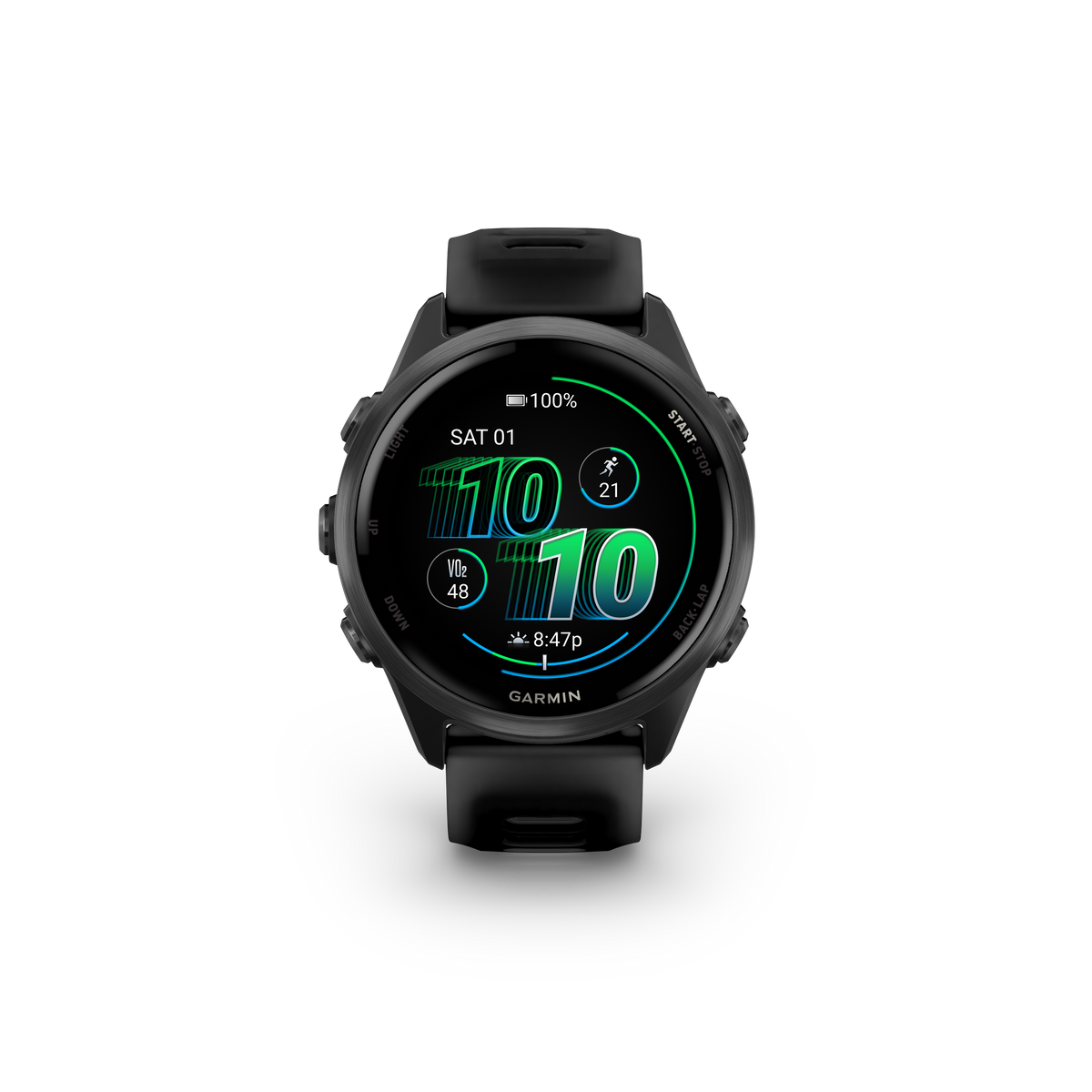 NEW Forerunner 570 - 42mm Aluminium Slate avec bracelet noir translucide/noir