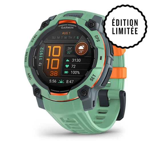 Montre GPS Garmin Instinct 3 AMOLED -45mm. Vert d'eau avec bracelet vert d'eau