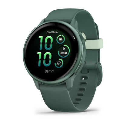 Montre Connectée Garmin vívoactive 6 Metallic Jasper Green avec bracelet vert sapin