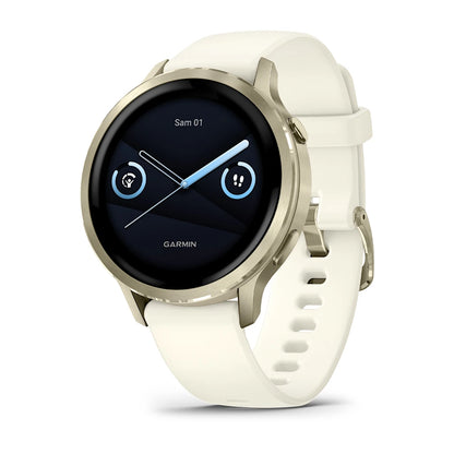 Montre de Sport Garmin Venu® 4 - 41 mm Lunar Gold avec bracelet en silicone ivoire