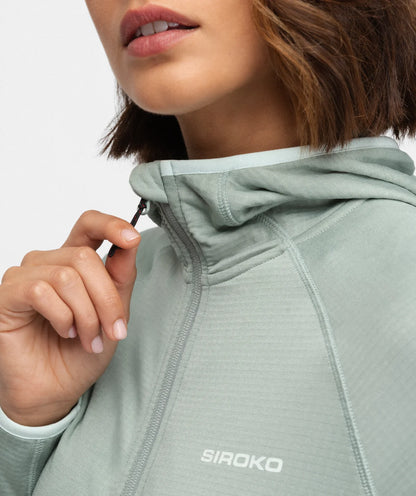 Veste polaire légère à capuche randonnée femme Ember Green