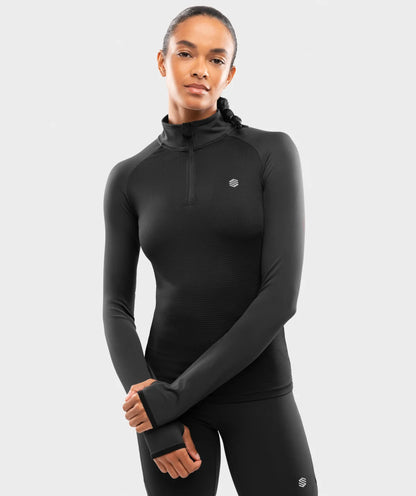 Pull running demi-zip femme Center Black