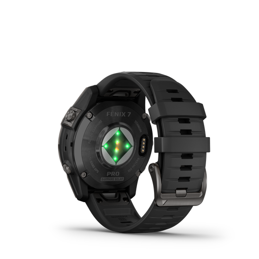 fēnix® 7 Pro Sapphire Solar Edition Titane avec revêtement en Carbon Gray DLC et bracelet noir