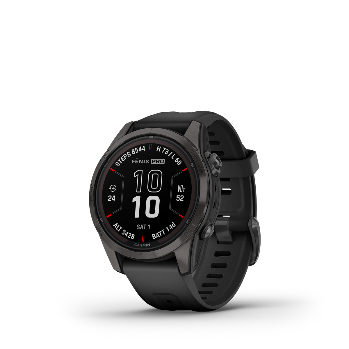 fēnix®  7S Pro Sapphire Solar Edition Titane avec revêtement Carbon Gray DLC et bracelet noir