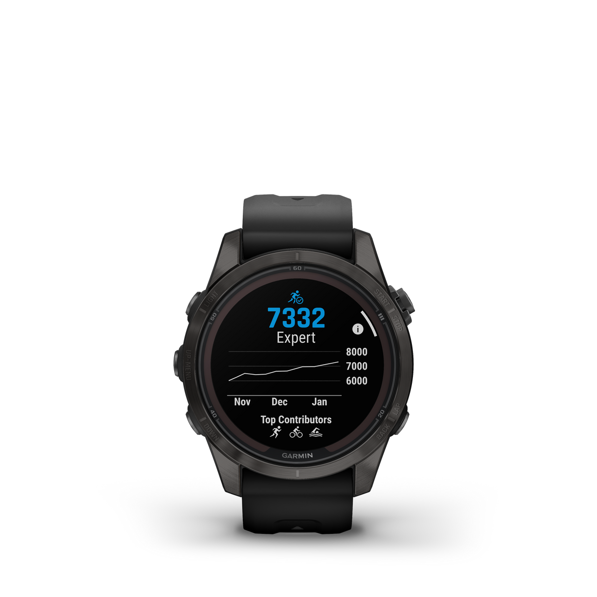 fēnix®  7S Pro Sapphire Solar Edition Titane avec revêtement Carbon Gray DLC et bracelet noir