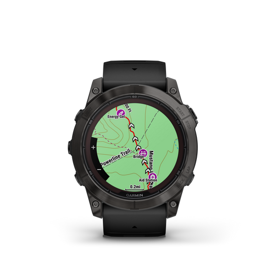 fēnix® 7X Pro – Sapphire Solar Edition Titane avec revêtement en Carbon Gray DLC et bracelet noir