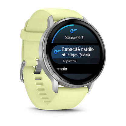 Montre de Sport Garmin Venu® 4 - 45 mm Silver avec bracelet en silicone jaune citron
