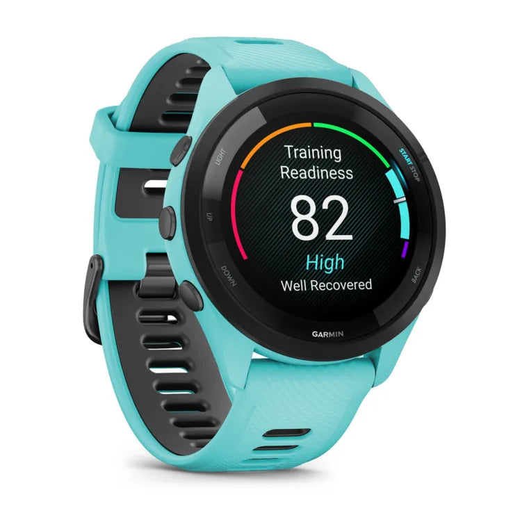 Forerunner® 265 turquoise avec bracelet en silicone turquoise/noir