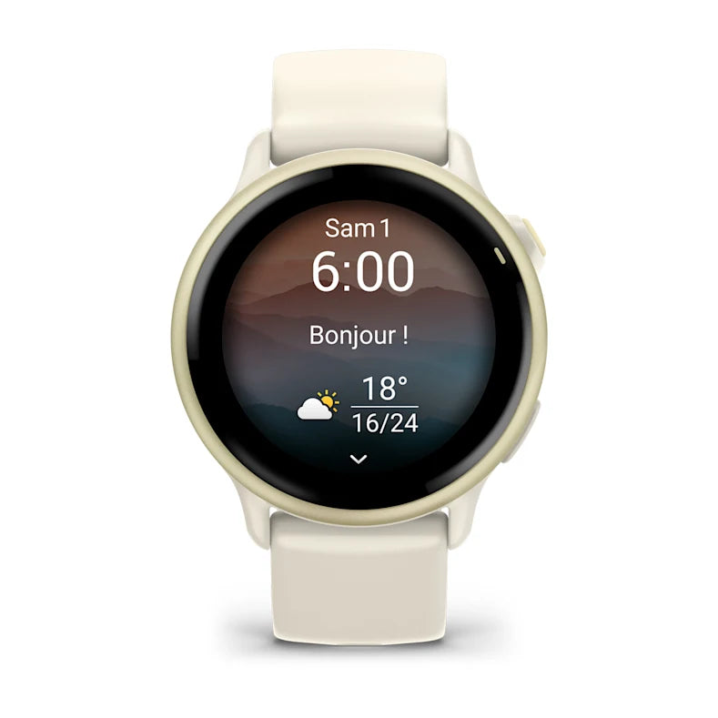 Montre Connectée Garmin Vívoactive 6 Lunar Gold avec bracelet ivoire