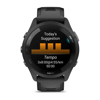 Forerunner 265 noire avec bracelet en silicone noir/gris
