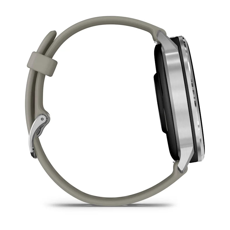 Montre de Sport Garmin Venu® 4 - 45 mm Silver avec bracelet en silicone gris