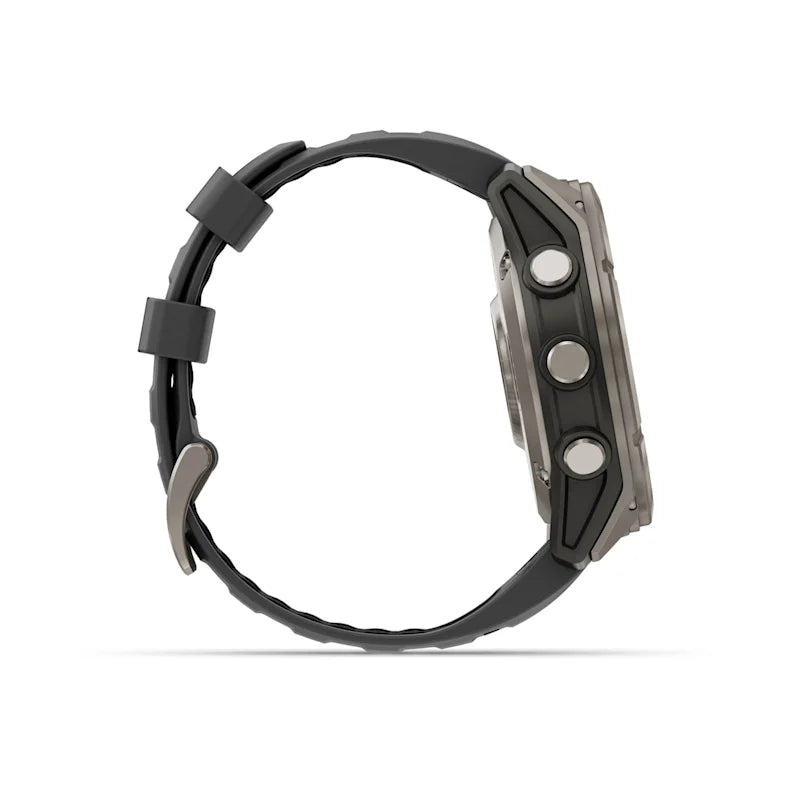 Montre GPS Garmin fēnix® 8 Pro – 51 mm, AMOLED Sapphire, Titane Carbon Gray DLC avec bracelet en silicone noir/gris galet