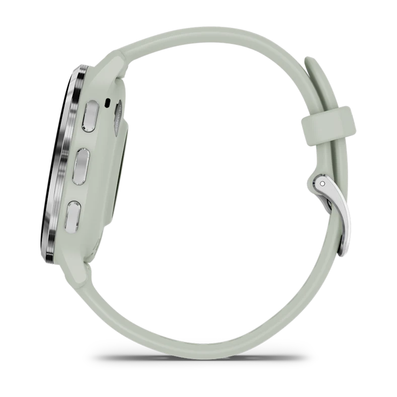 Montre de Sport Garmin Venu 3S boîtier  acier inoxydable et bracelet en silicone vert sauge