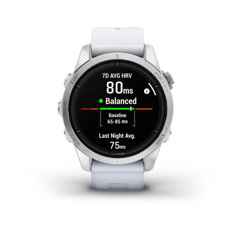 Montre  Garmin epix™ Pro (Gen 2) Standard Edition | 42 mm Silver avec bracelet blanc