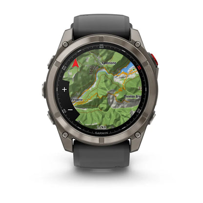 Montre GPS Garmin fēnix® 8 Pro – 51 mm, AMOLED Sapphire, Titane Carbon Gray DLC avec bracelet en silicone noir/gris galet