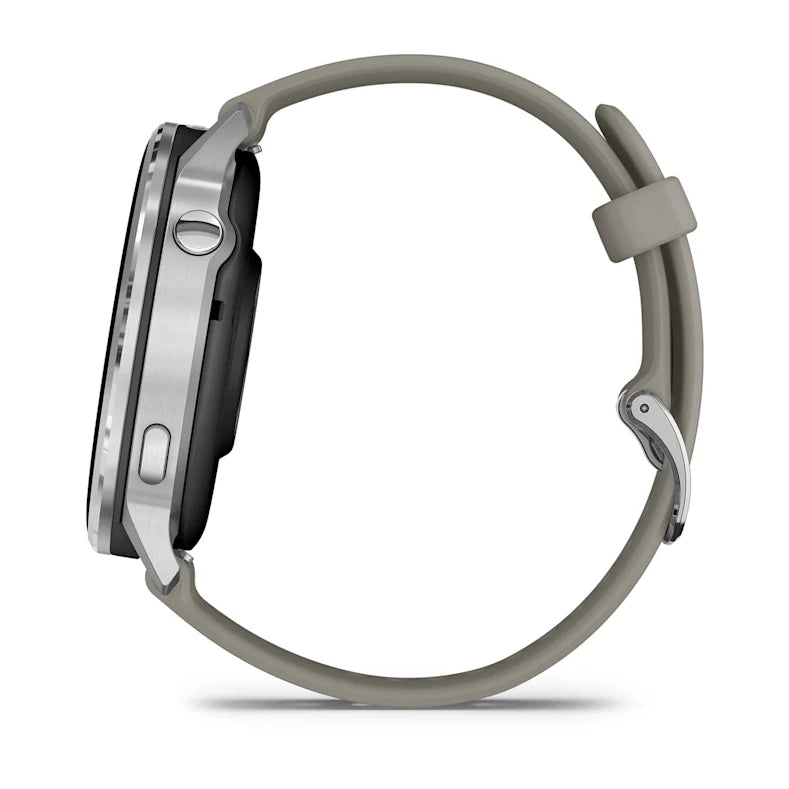 Montre de Sport Garmin Venu® 4 - 45 mm Silver avec bracelet en silicone gris