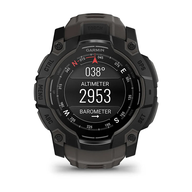Montre GPS Garmin Instinct 3 AMOLED - 50 mm Noir avec Bracelet en Silicone Gris Charcoal