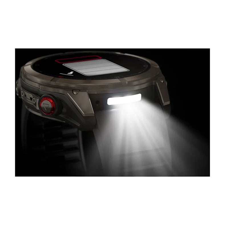 Montre GPS Garmin fēnix® 8 Pro – 51 mm, AMOLED Sapphire, Titane Carbon Gray DLC avec bracelet en silicone noir/gris galet