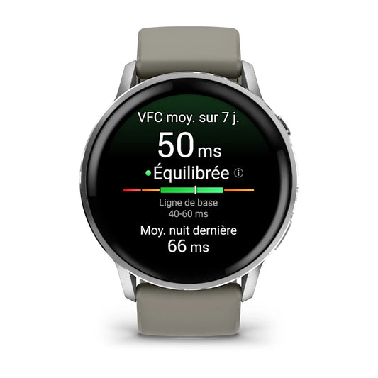 Montre de Sport Garmin Venu® 4 - 45 mm Silver avec bracelet en silicone gris