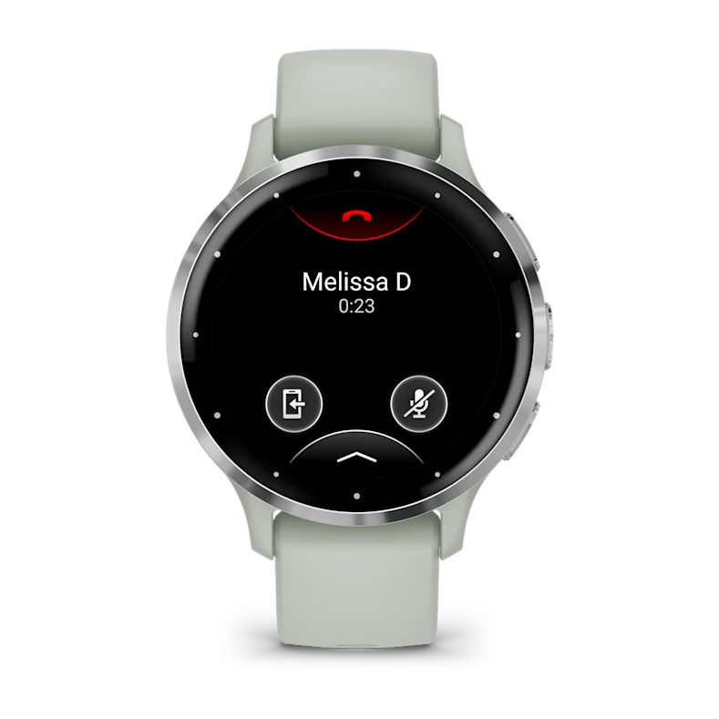 Montre de Sport Garmin Venu 3S boîtier  acier inoxydable et bracelet en silicone vert sauge