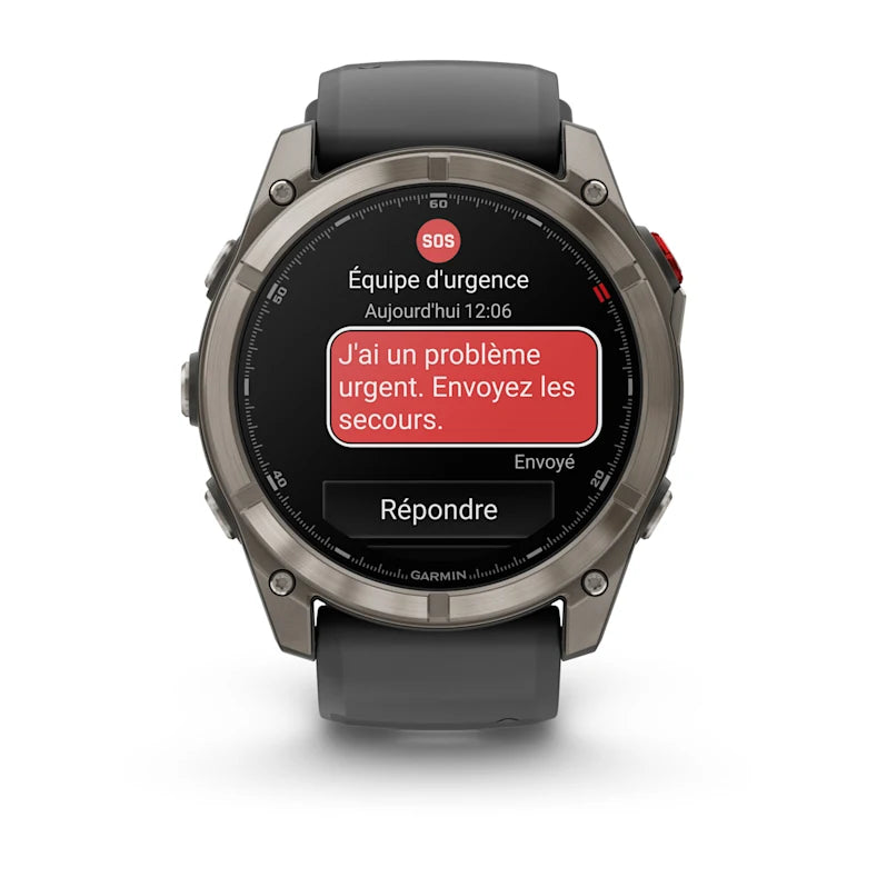 Montre GPS Garmin fēnix® 8 Pro – 51 mm, AMOLED Sapphire, Titane Carbon Gray DLC avec bracelet en silicone noir/gris galet