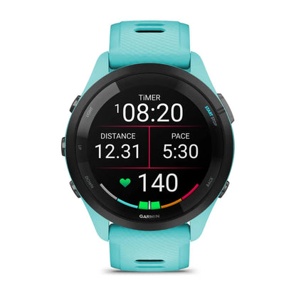 Forerunner® 265 turquoise avec bracelet en silicone turquoise/noir