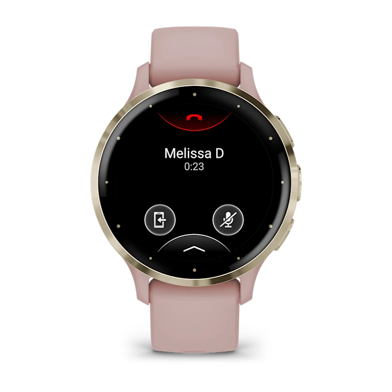 Montre de Sport Garmin Venu 3S boîtier acier inoxydable Soft Gold avec boîtier et bracelet en silicone rose poudré